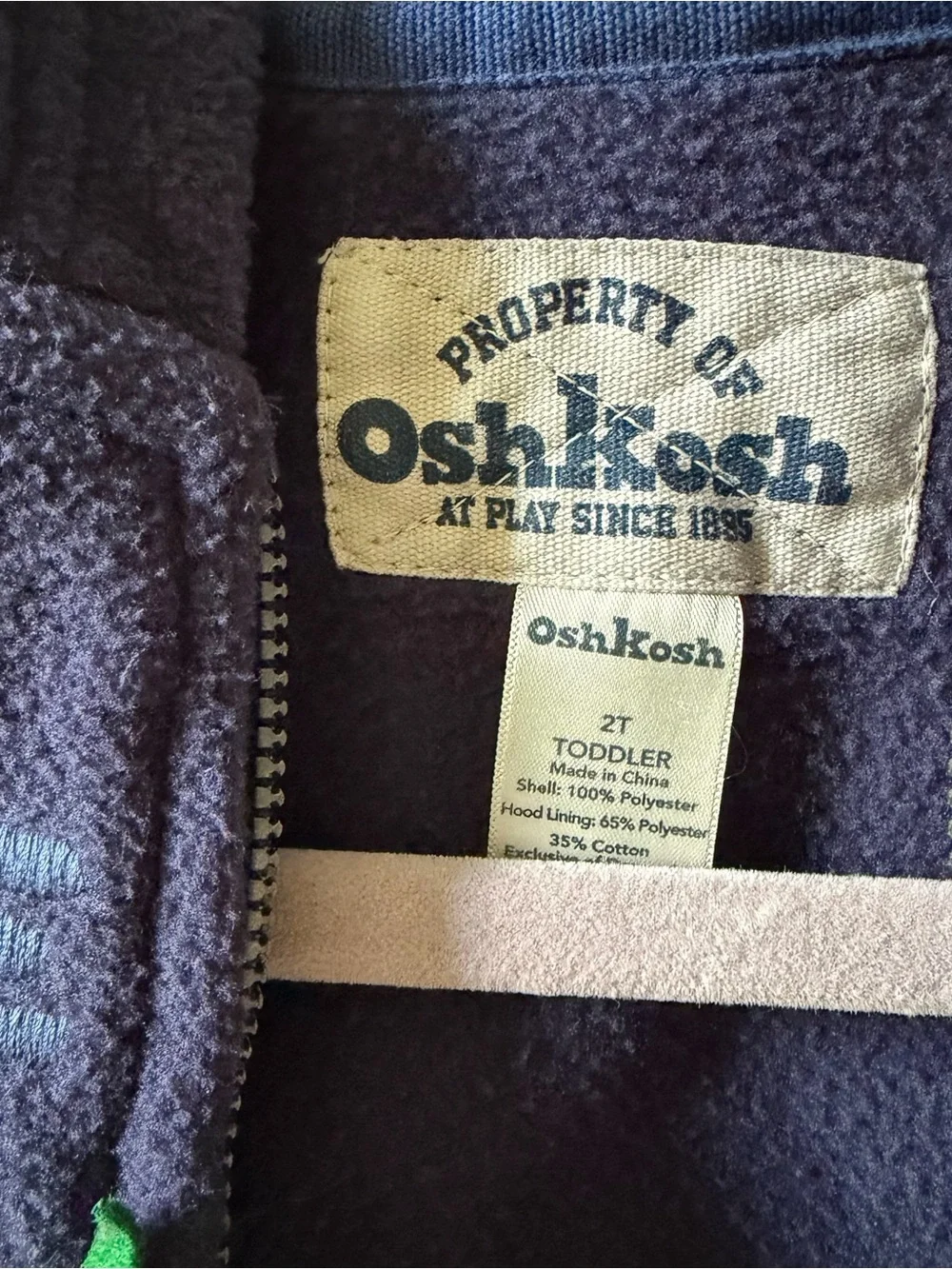 OshKosh B'gosh Navy Hooded Fleece with Moose & Tree Patch